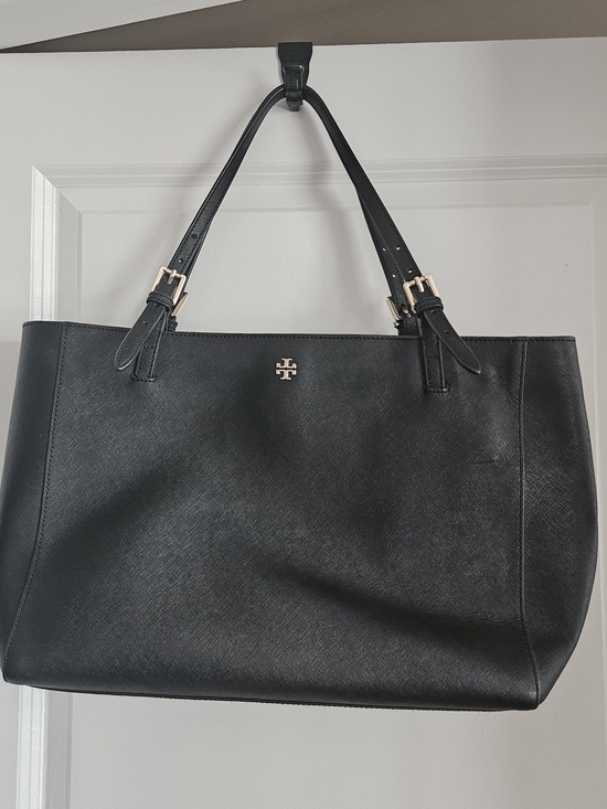 Tory Burch Handbags - Tory Burch Black Leather Tote with Gold Logo